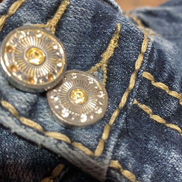 Clash Y2K Era Straight Leg Denim Jeans With Flap Pockets / Whipstitching Size 7 - Picture 12 of 16